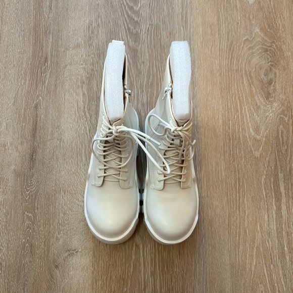 White Platform Combat Boots - Picture 3 of 6